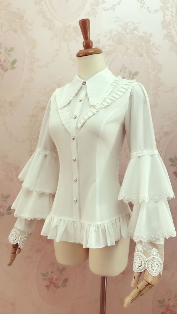 Yilia - Elegant Lolita Long Sleeve Slim Fit Blouse