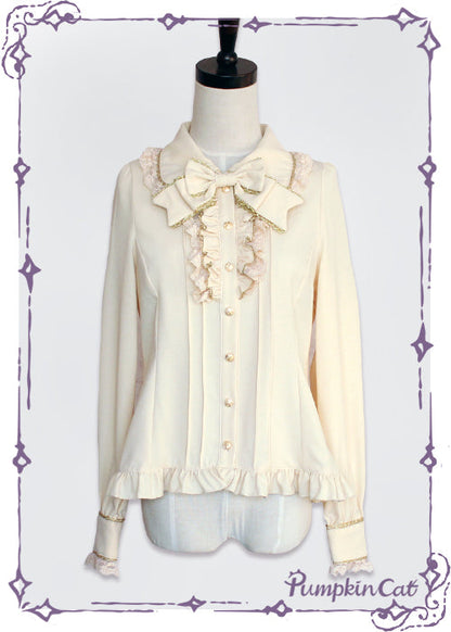 Pumpkin Cat - Gold Trim Long Sleeve Lolita Blouse