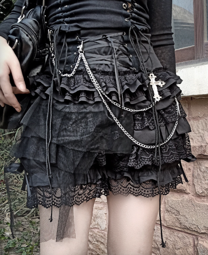 Blood Supply - Gothic Punk Dark-Themed Lolita Black Skirt