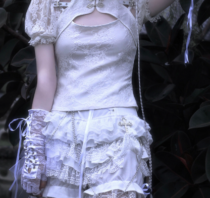 Blood Supply - Gothic Punk Lolita ShortsTiered Lace Pantskirt