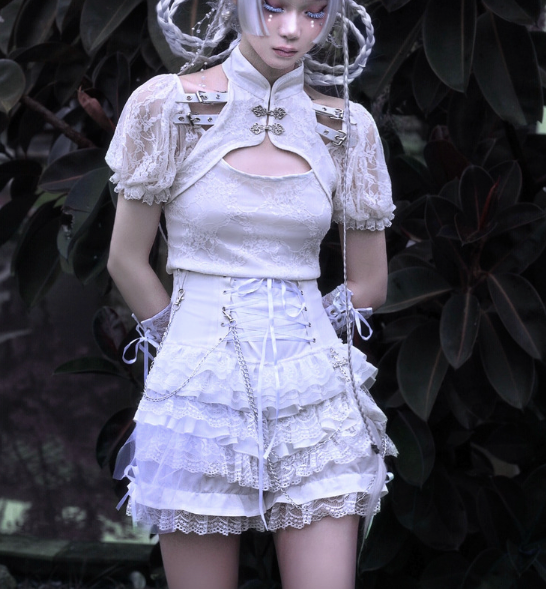 Blood Supply - Gothic Punk Lolita ShortsTiered Lace Pantskirt
