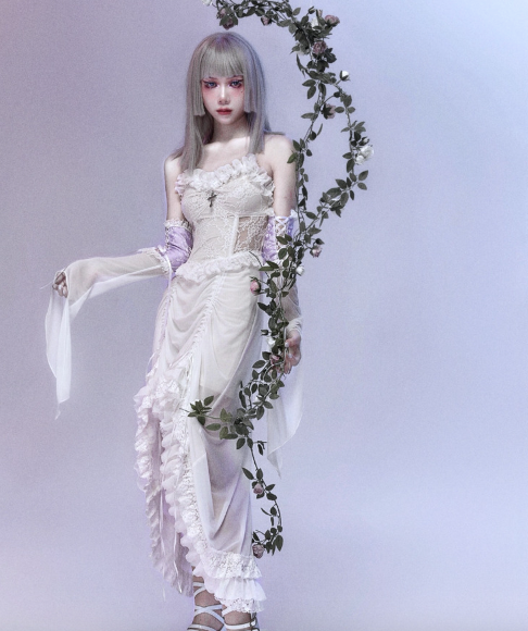 Blood Supply - God's Redemption - White Gothic Halloween Jumper Dress