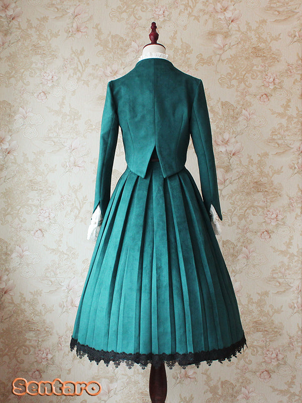 Sentaro - Warm Tea Suede - High Waist Pleated Lolita Skirt