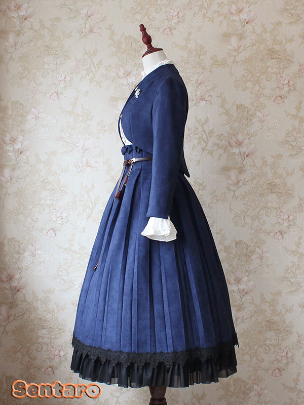 Sentaro - Warm Tea Suede - High Waist Pleated Lolita Skirt