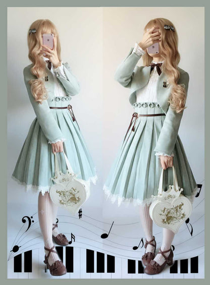 Sentaro - Warm Tea Suede - High Waist Pleated Lolita Skirt