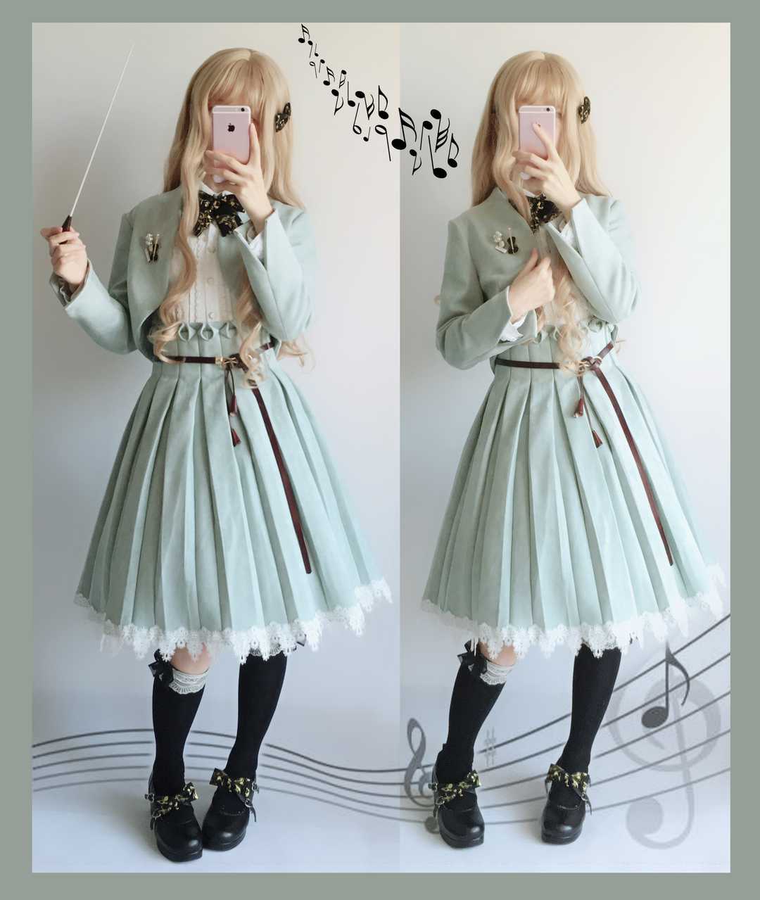 Sentaro - Warm Tea Suede - High Waist Pleated Lolita Skirt