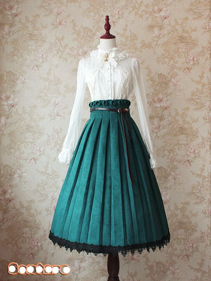 Sentaro - Warm Tea Suede - High Waist Pleated Lolita Skirt