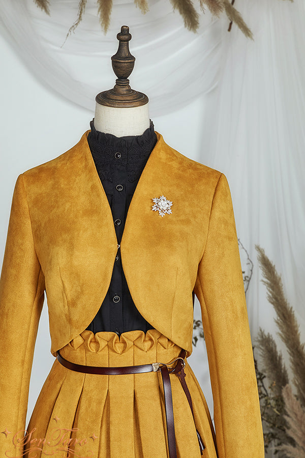 Sentaro - Warm Tea Suede - High Waist Pleated Lolita Skirt