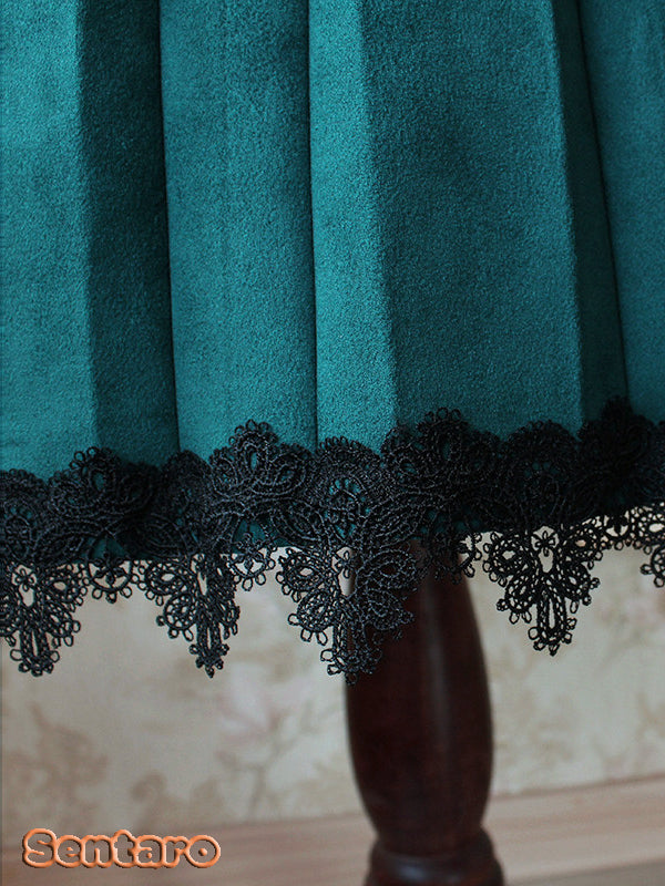 Sentaro - Warm Tea Suede - High Waist Pleated Lolita Skirt