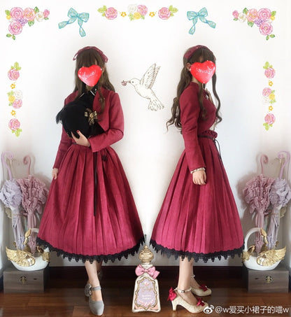 Sentaro - Warm Tea Suede - High Waist Pleated Lolita Skirt