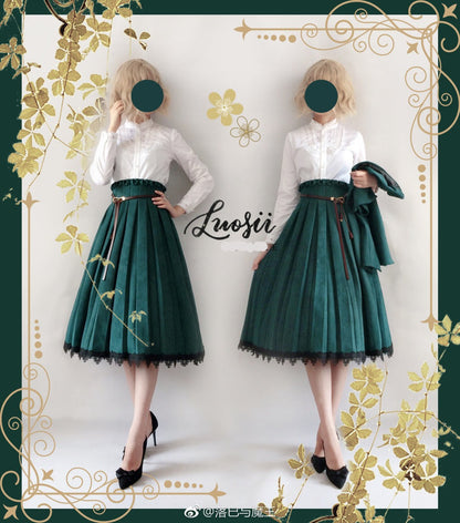 Sentaro - Warm Tea Suede - High Waist Pleated Lolita Skirt