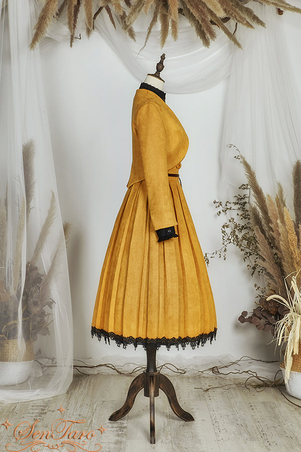 Sentaro - Warm Tea Suede - High Waist Pleated Lolita Skirt