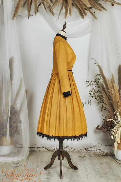 Sentaro - Warm Tea Suede - High Waist Pleated Lolita Skirt