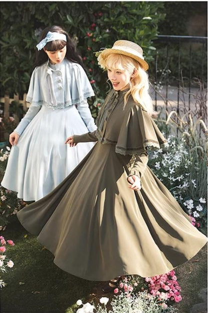 KINOKOKO - Aslan Blessings - Classic Lolita OP Seven-panel Slim Fit Dress with Cape