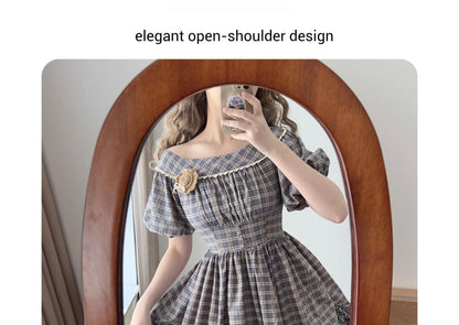 Forest Wardrobe - Forest Picnic - Classic Lolita OP Dress with Off-Shoulder and Lifting Hem