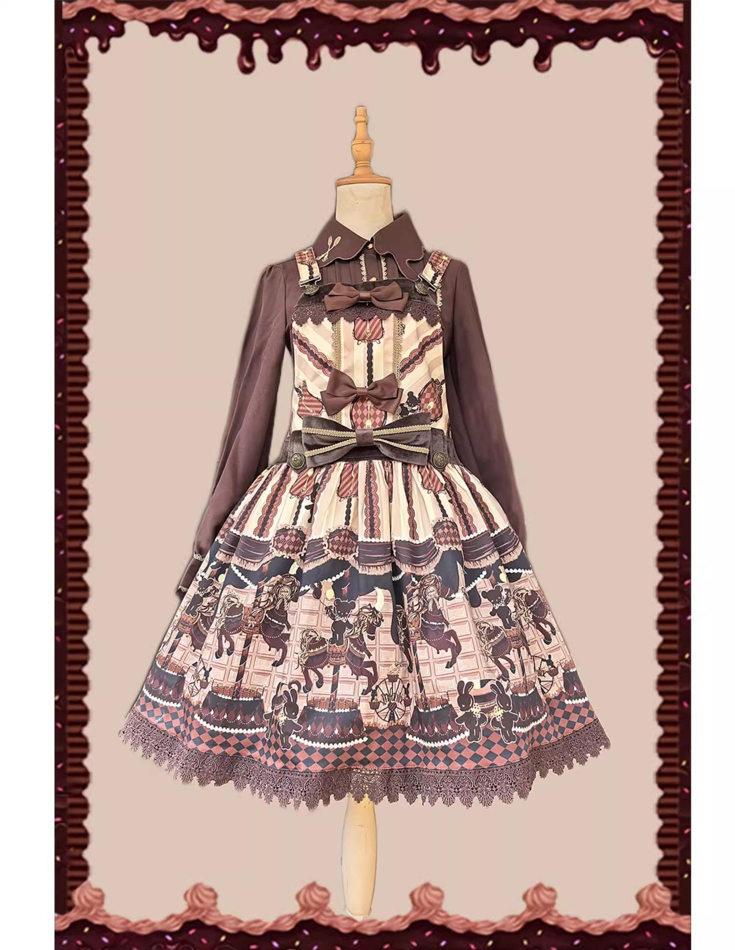 Infanta - Chocolate Carousel - Kawaii Lolita Salopette Dress Set