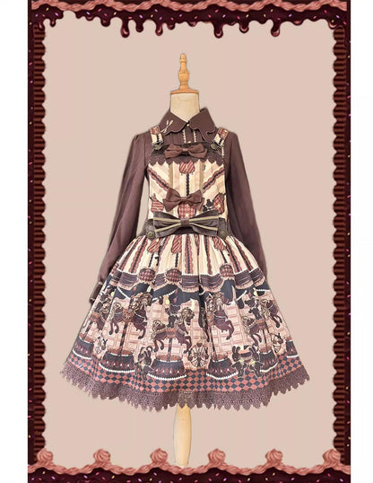 Infanta - Chocolate Carousel - Kawaii Lolita Salopette Dress Set
