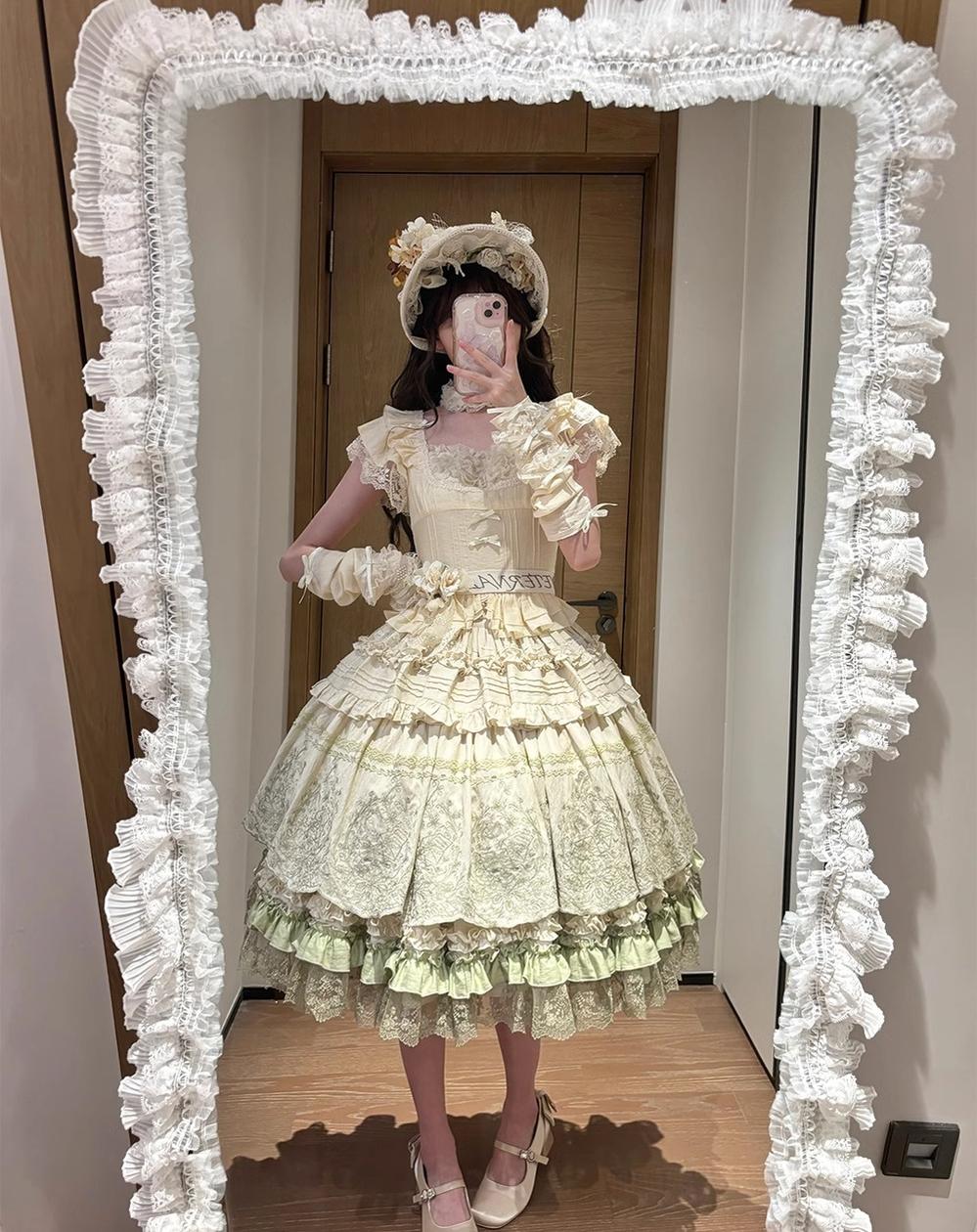 ZJstory - 14-line Poem Set - Classic Lolita Separate Dress Set Tiered Ruffles Skirt