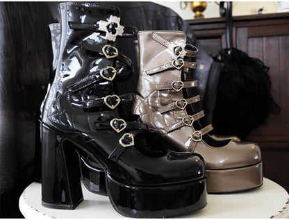 Pure Tea For Dream - Cross Buckle Punk Lolita Shoes