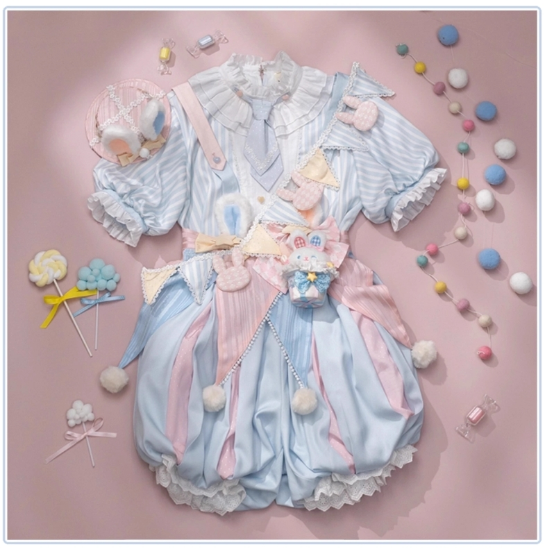 Forest Fluorescent Carps - Ouji Lolita Suit Circus Prince Shorts and OP Dress