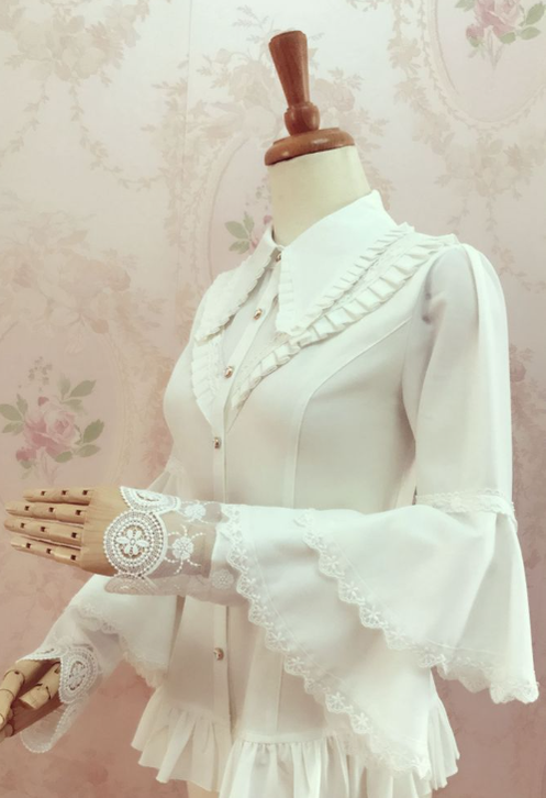 Yilia - Elegant Lolita Long Sleeve Slim Fit Blouse