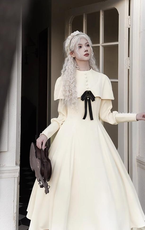 With PUJI - 13th Night - Gothic Lolita OP Dress with Built-in Cape