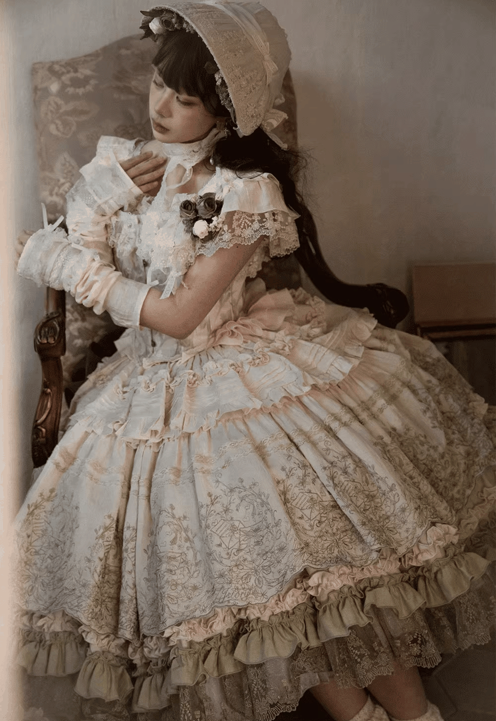 ZJstory - 14-line Poem Set - Classic Lolita Separate Dress Set Tiered Ruffles Skirt