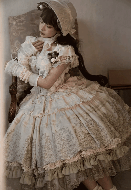 ZJstory - 14-line Poem Set - Classic Lolita Separate Dress Set Tiered Ruffles Skirt