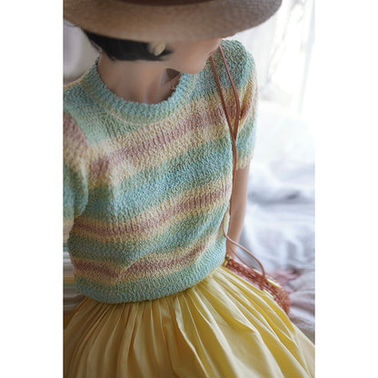 colorful striped knit tops