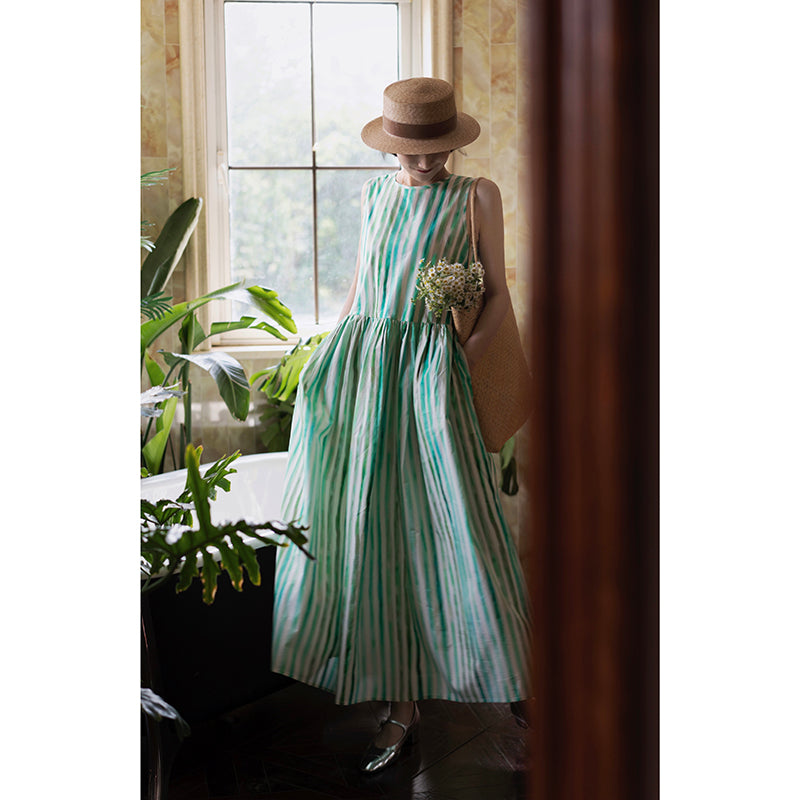 Water balloon striped long French dress