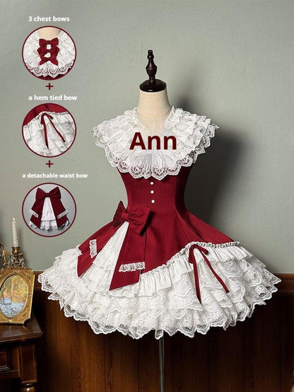 Alice Girl - Arrogant Miss - Sweet Lolita Jumper Dress with Tiered Lace Dress