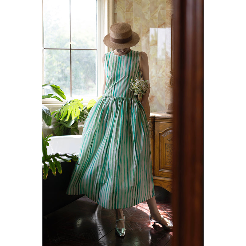 Water balloon striped long French dress