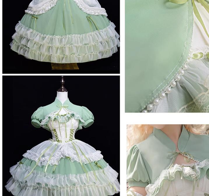 Daydream Whisper - Toting Basil - Wedding Lolita Dress Accessories Bolero Necklace Cuffs Side Clip
