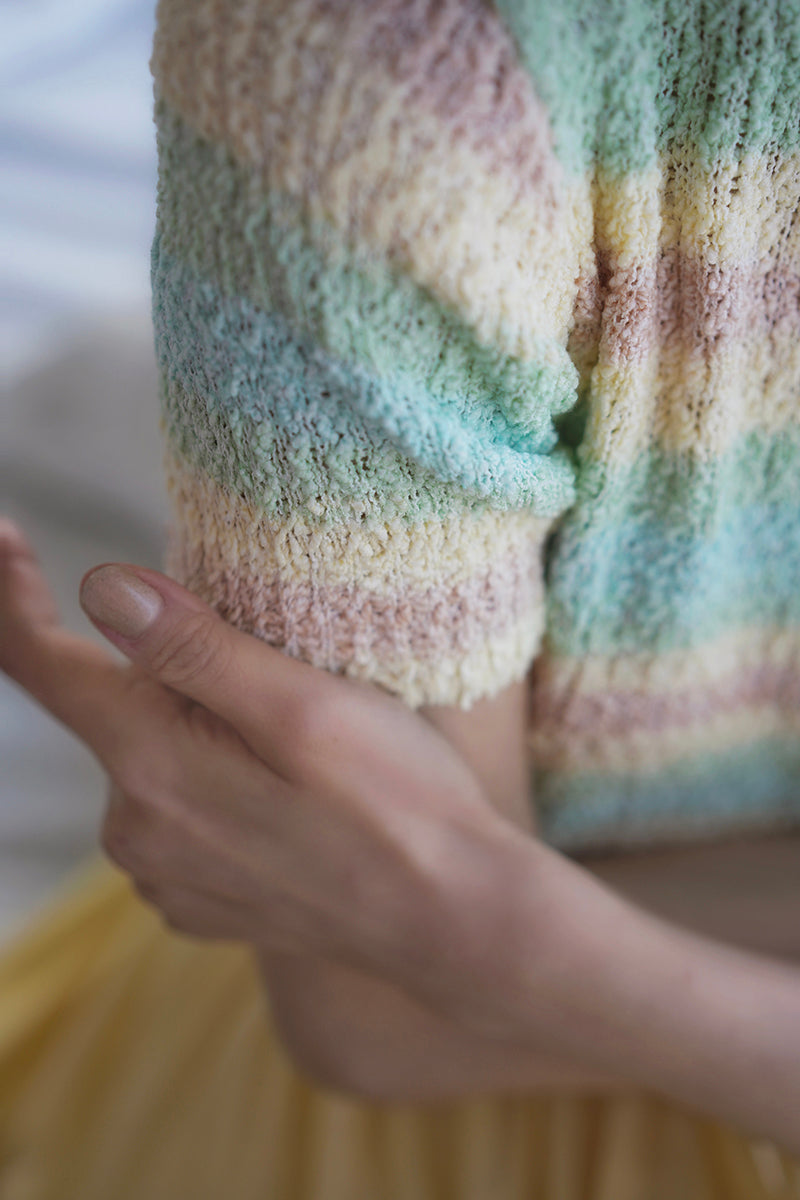 colorful striped knit tops