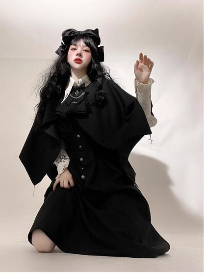CastleToo - Night Raven Magic - Ouji Lolita Dress Set, Suspender Shorts & Cape