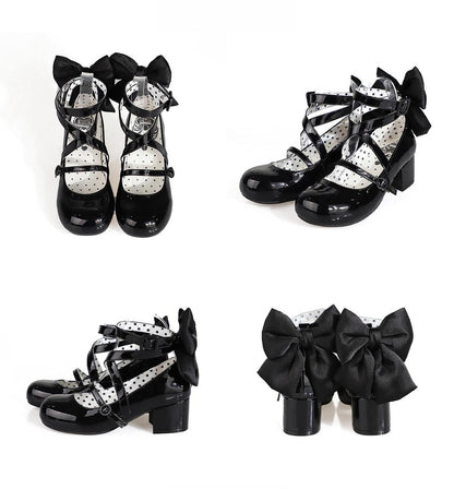 MODO - Follow in the Moonlight - Sweet Lolita Round Toe Shoes with Large Bow