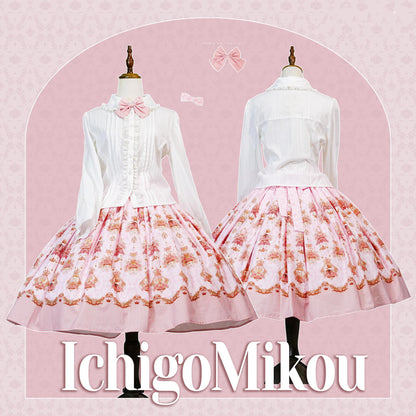 Strawberry Witch - Rose Garden Bunny - Daily Lolita Rose Bunny Printing OP JSK Dress Set
