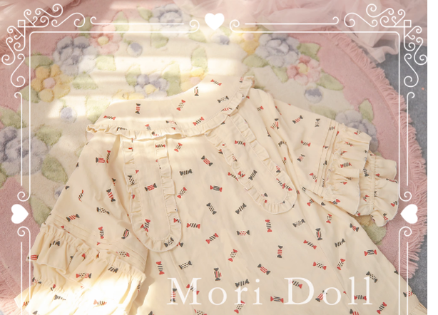 Mori Doll - Kawaii Lolita Rabbit Ears Short Sleeve Shirt Multicolors