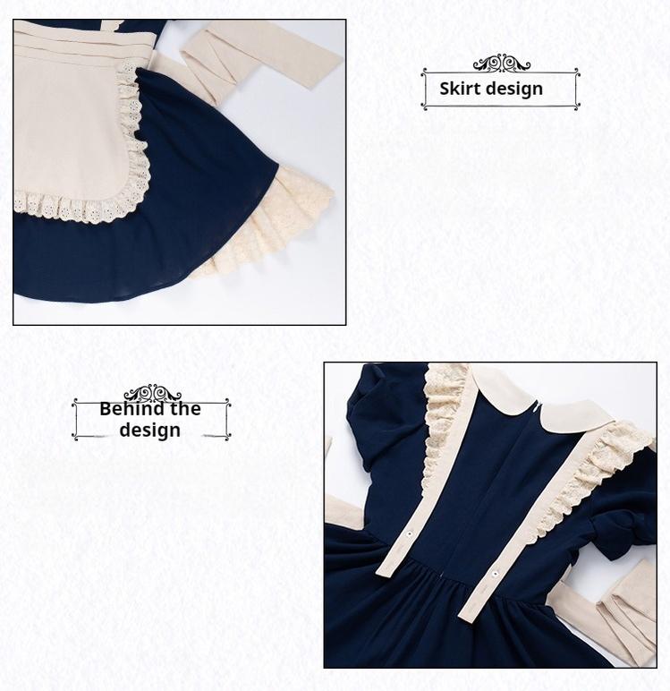 With PUJI - KissKiss - Maid Lolita OP Dress Pleated Lace Multicolor Dress