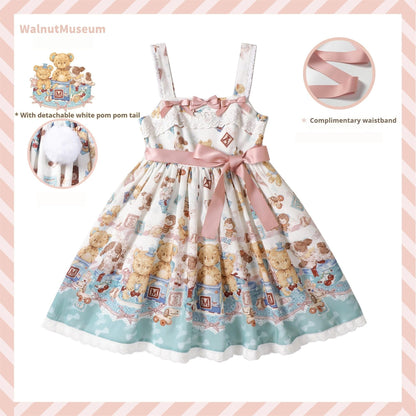 Walnut Museum - Toy Anniversary - Kawaii Lolita Dress Suit Bear Print JSK and Salopette