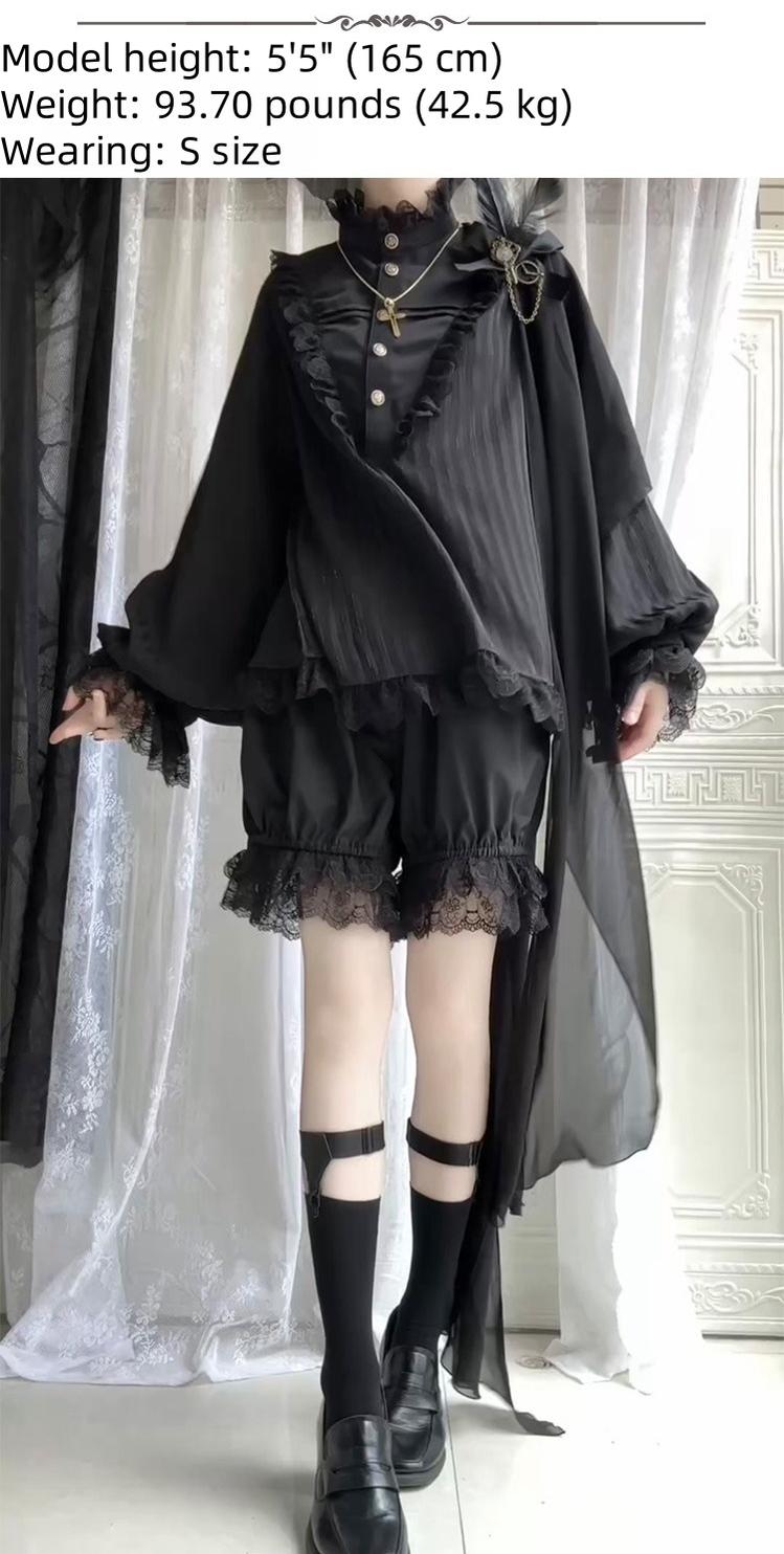CastleToo - Black Moonlight - Ouji Lolita Chiffon Shirt Outfit