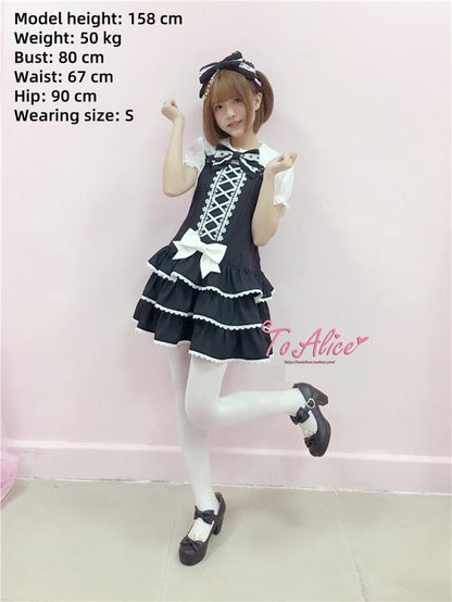 To Alice - Old School Lolita Salopette Suit Tiered Dress