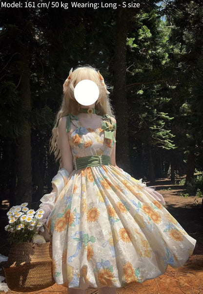 Akiyama Future Studio - Sunflower Print Lolita JSK Dress in Breathable Light Fabric