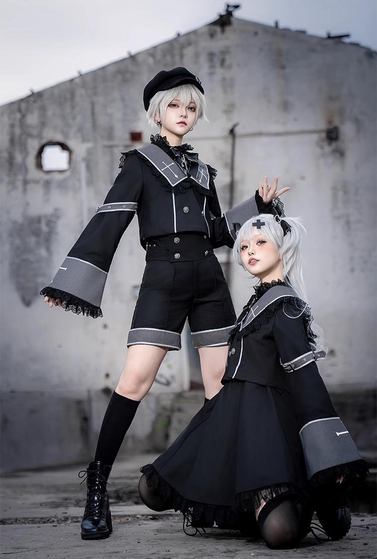 CastleToo - Rules of the Otherworld - Gothic Ouji Lolita Shorts Set with Embroidery Jacket
