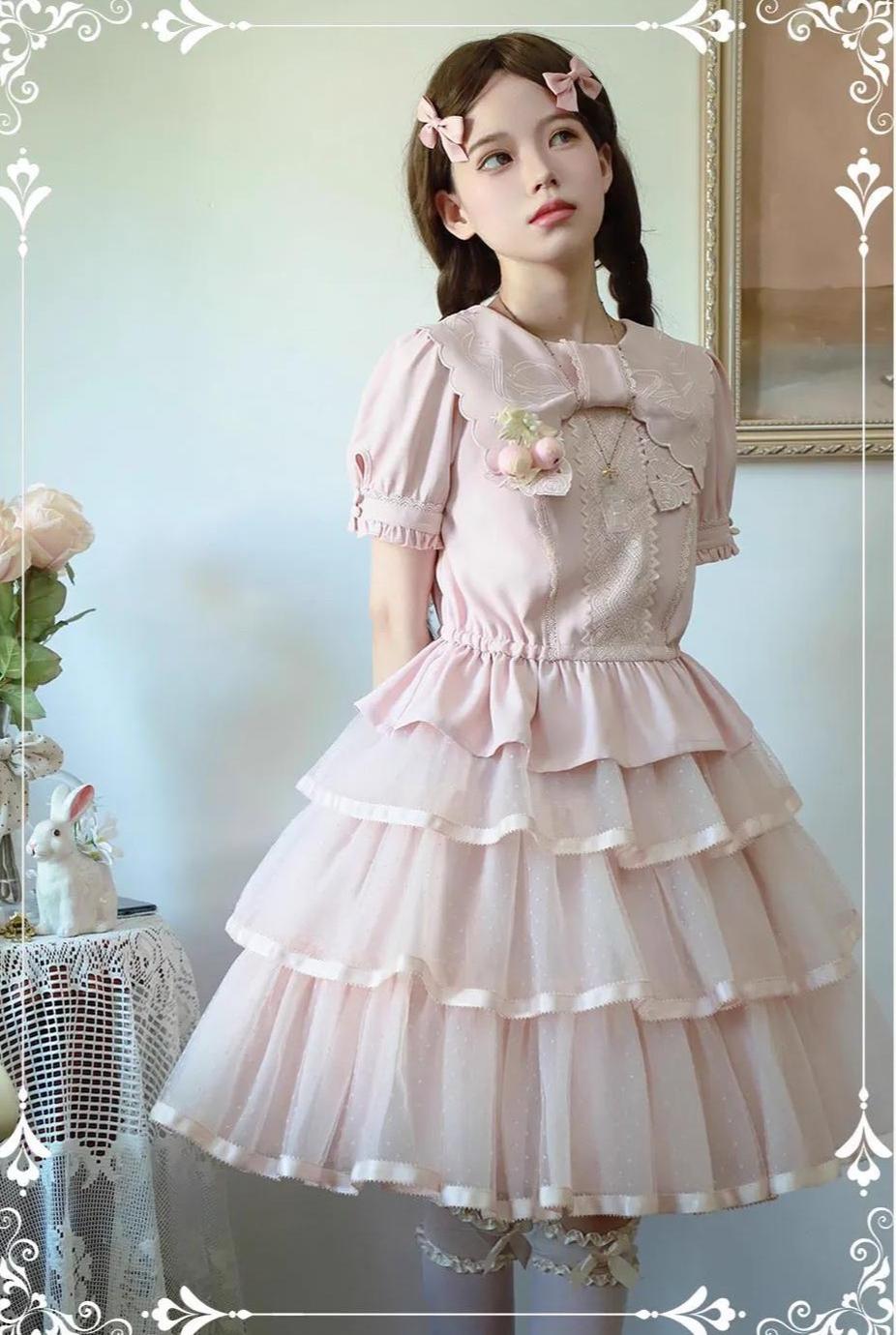 ZeeYe - Night Rose - Classic Lolita Shirt Double Layer Bow Embroidered Versatile Blouse