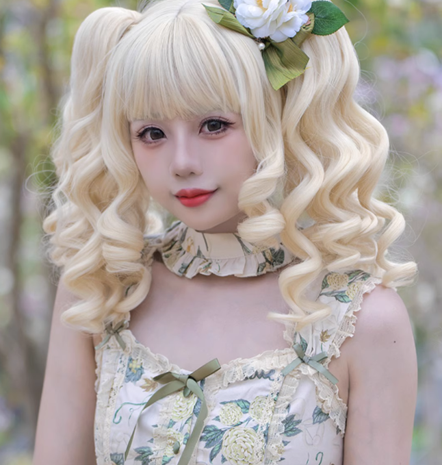 RainbowMe - Sweet Lolita Wig Long Curly Ponytail Multicolor