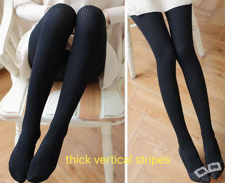 Thirteen Flower - Jacquard Heart Stripes Black White Panty-hose