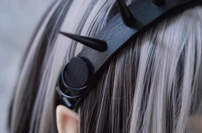 Strange Sugar - Punk Gothic Lolita KC Faux Leather Rivet Hair Accessories