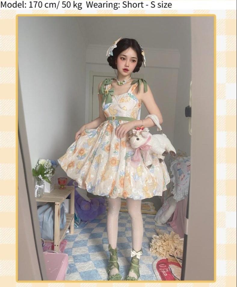 Akiyama Future Studio - Sunflower Print Lolita JSK Dress in Breathable Light Fabric