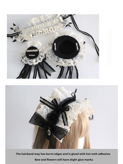 Xiaogui - Maid Lolita Hairband Doll Lolita Cuffs and Top Hat